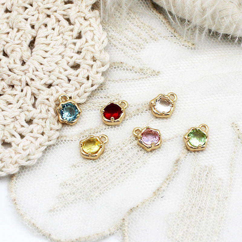 Wholesale Copper Micro Inlaid Colored Irregular Water Droplet DIY Jewelry Accessories